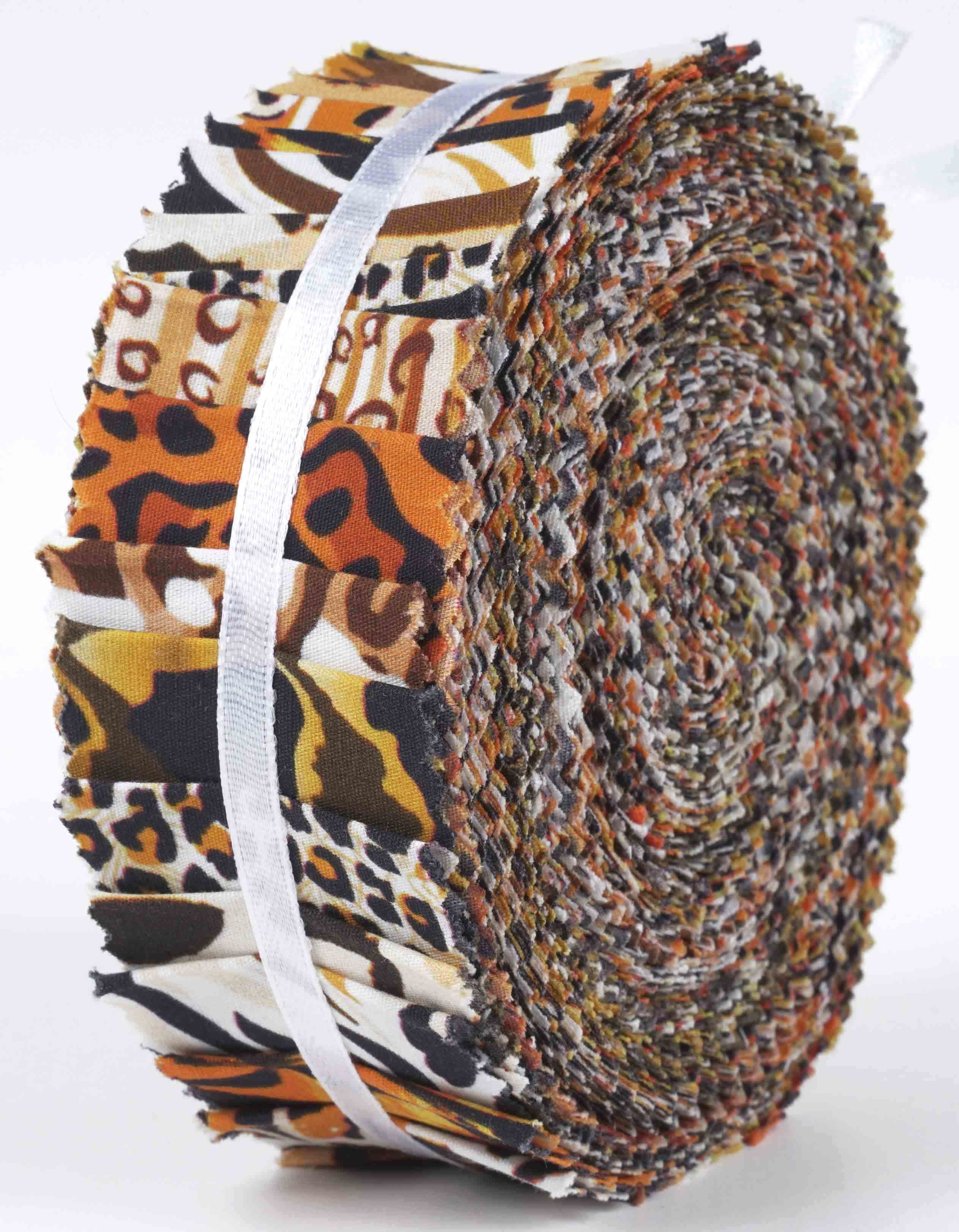 Soimoi 40Pcs Floral Artistic Print Precut Fabrics Strips Roll Up 1.5x42inches Cotton Jelly Rolls For Quilting - Brown
