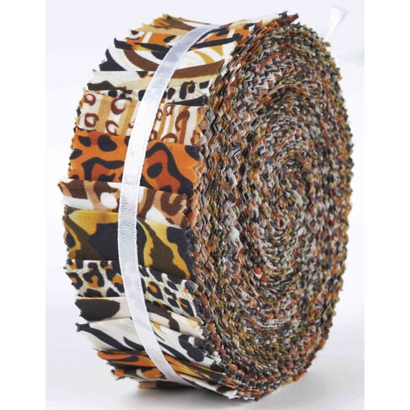 Soimoi 40Pcs Floral Artistic Print Precut Fabrics Strips Roll Up 1.5x42inches Cotton Jelly Rolls For Quilting - Brown