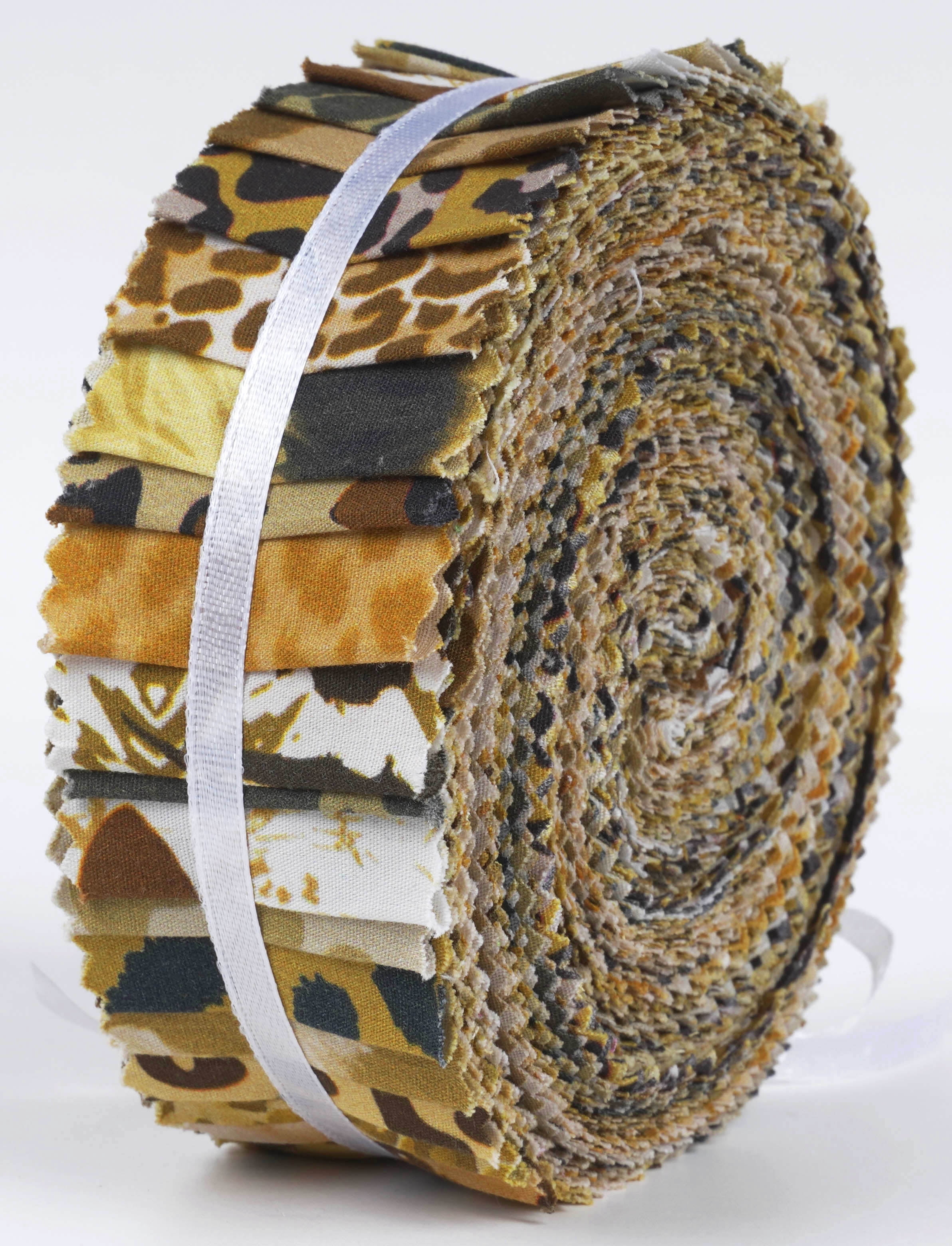 Soimoi 40Pcs Floral Artistic Print Precut Fabrics Strips Roll Up 1.5x42inches Cotton Jelly Rolls For Quilting - Light Brown