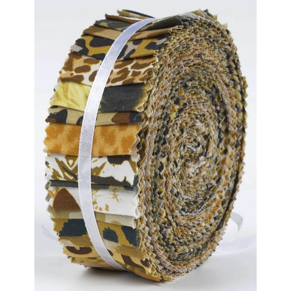 Soimoi 40Pcs Floral Artistic Print Precut Fabrics Strips Roll Up 1.5x42inches Cotton Jelly Rolls For Quilting - Light Brown