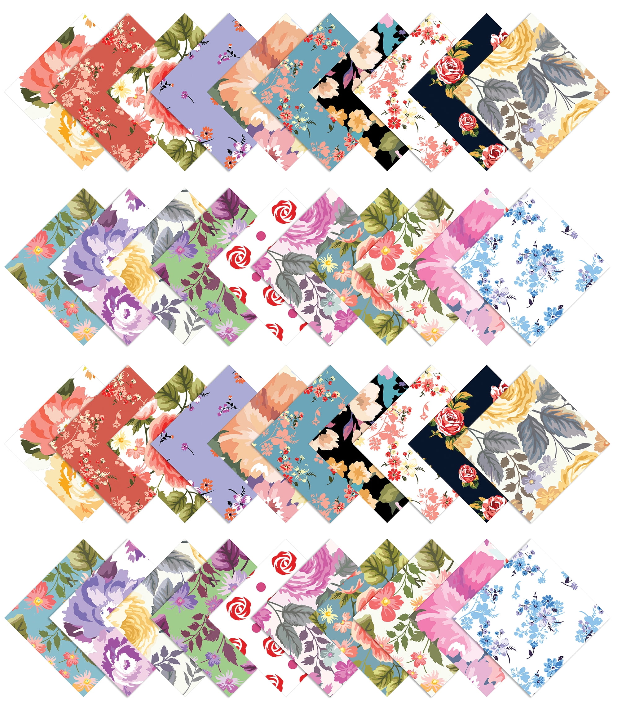 Soimoi 40Pcs Floral Print Cotton Precut Fabrics For Quilting Craft Strips 2.5x42 inches Jelly Roll - Multicolor