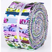 Soimoi 40Pcs Florals Print Cotton Precut Fabrics For Quilting Craft Strips 2.5 inches Jelly Roll - Pastel Mint