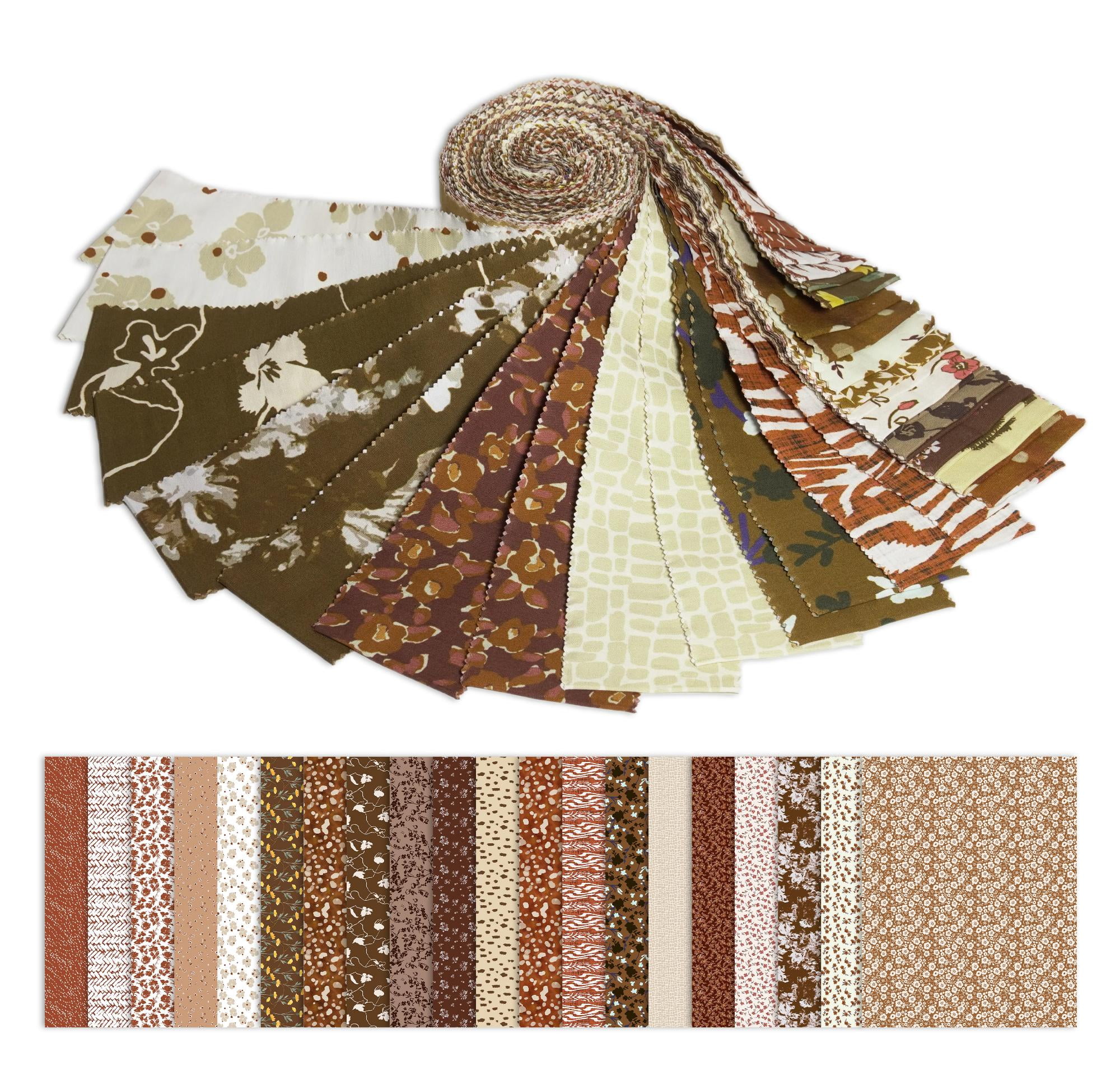 Soimoi 40Pcs Florals Print Cotton Precut Fabrics for Quilting Craft Strips 2.5 x 42 inches Jelly Roll