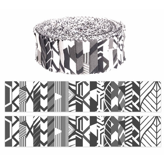 Soimoi 40Pcs Geometric Print Precut Fabrics Strips Roll Up 1.5 inches Cotton Jelly Rolls For Quilting - White & Black
