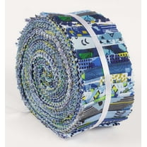 Soimoi 40Pcs Geometric & Texture Print Precut Fabrics Strips Roll Up 1.5x42inches Cotton Jelly Rolls For Quilting - Blue