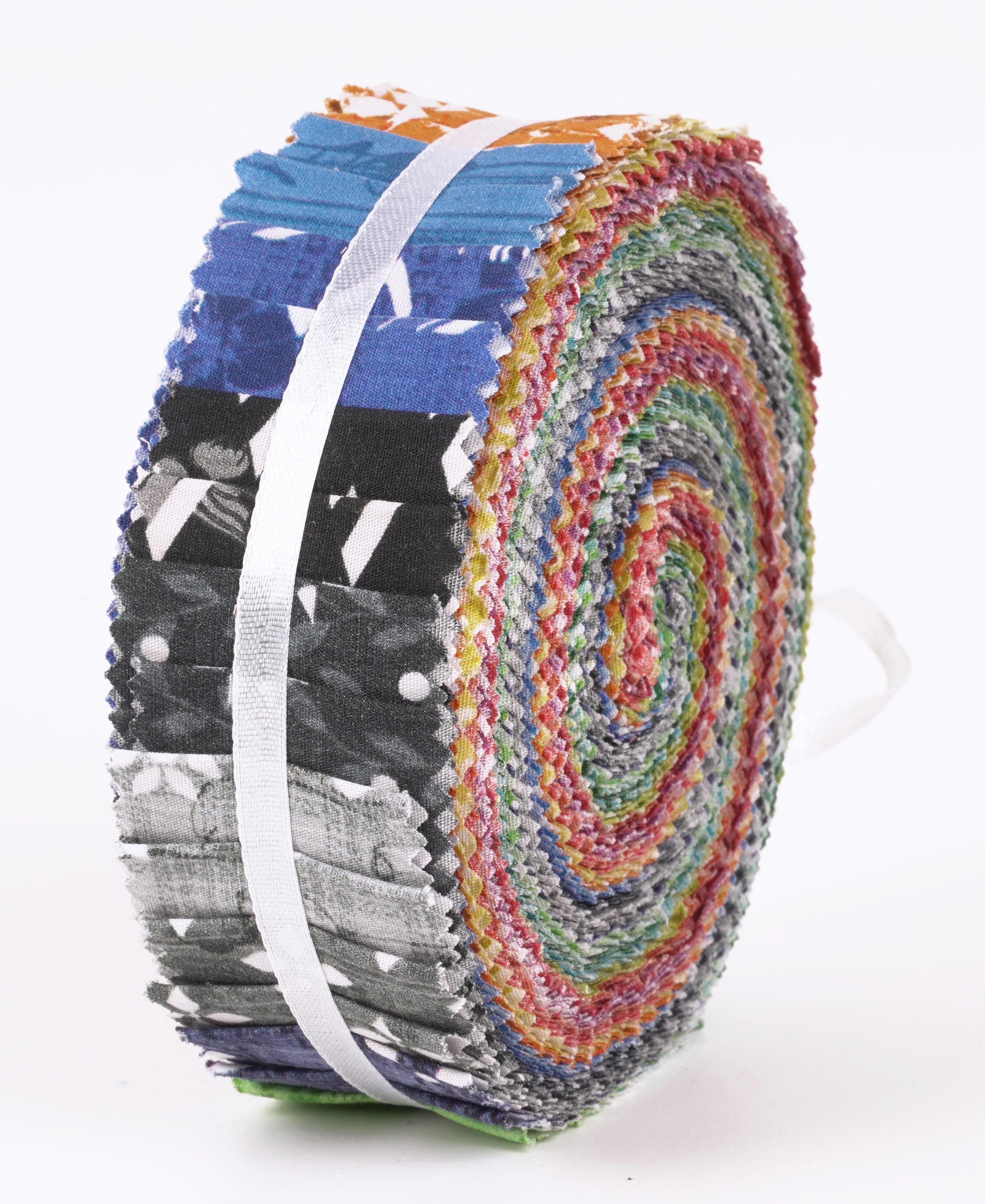 Soimoi 40Pcs Geometric & Texture Print Precut Fabrics Strips Roll Up 1.5x42inches Cotton Jelly Rolls For Quilting - Multicolor