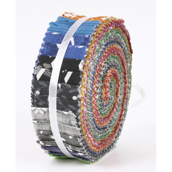 Soimoi 40Pcs Geometric & Texture Print Precut Fabrics Strips Roll Up 1.5x42inches Cotton Jelly Rolls For Quilting - Multicolor