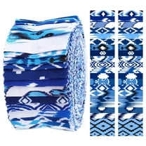 Soimoi 40Pcs Ikat Print Cotton Precut Fabrics For Quilting Craft Strips 2.5x42inches Jelly Roll - Blue
