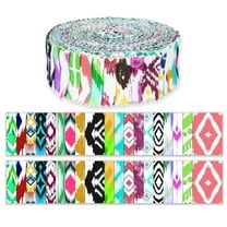 Soimoi 40Pcs Ikat Print Precut Fabrics Strips Roll Up 1.5 inches Cotton Jelly Rolls For Quilting - Multicolor