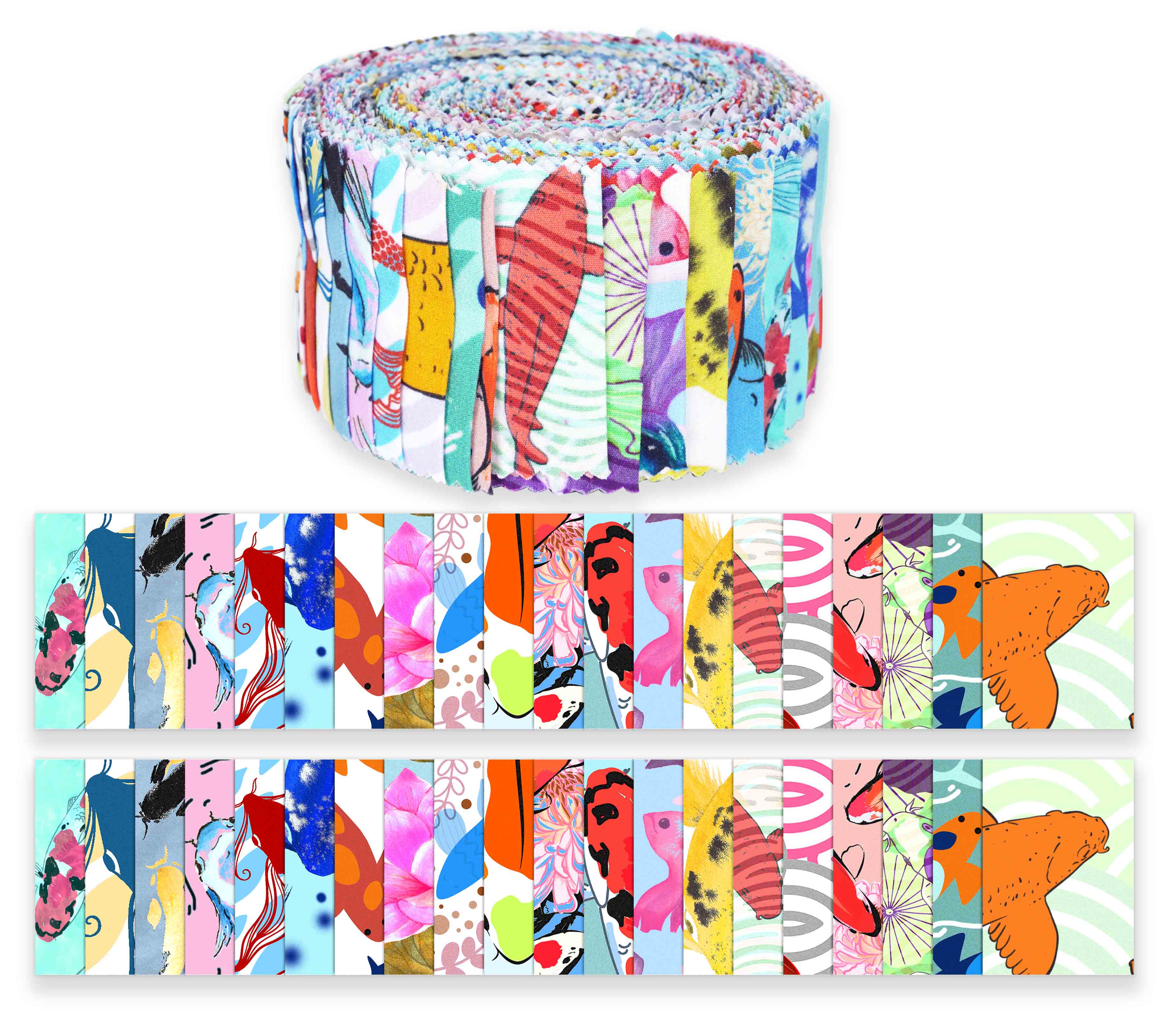 Soimoi 40Pcs Japanese Print Cotton Precut Fabrics For Quilting Craft Strips 2.5 inches Jelly Roll - Multicolor