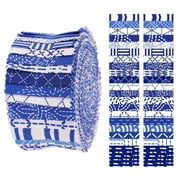 Soimoi 40Pcs Japanese Sashiko Print Cotton Precut Fabrics For Quilting Craft Strips 2.5x42inches Jelly Roll - Medium Blue