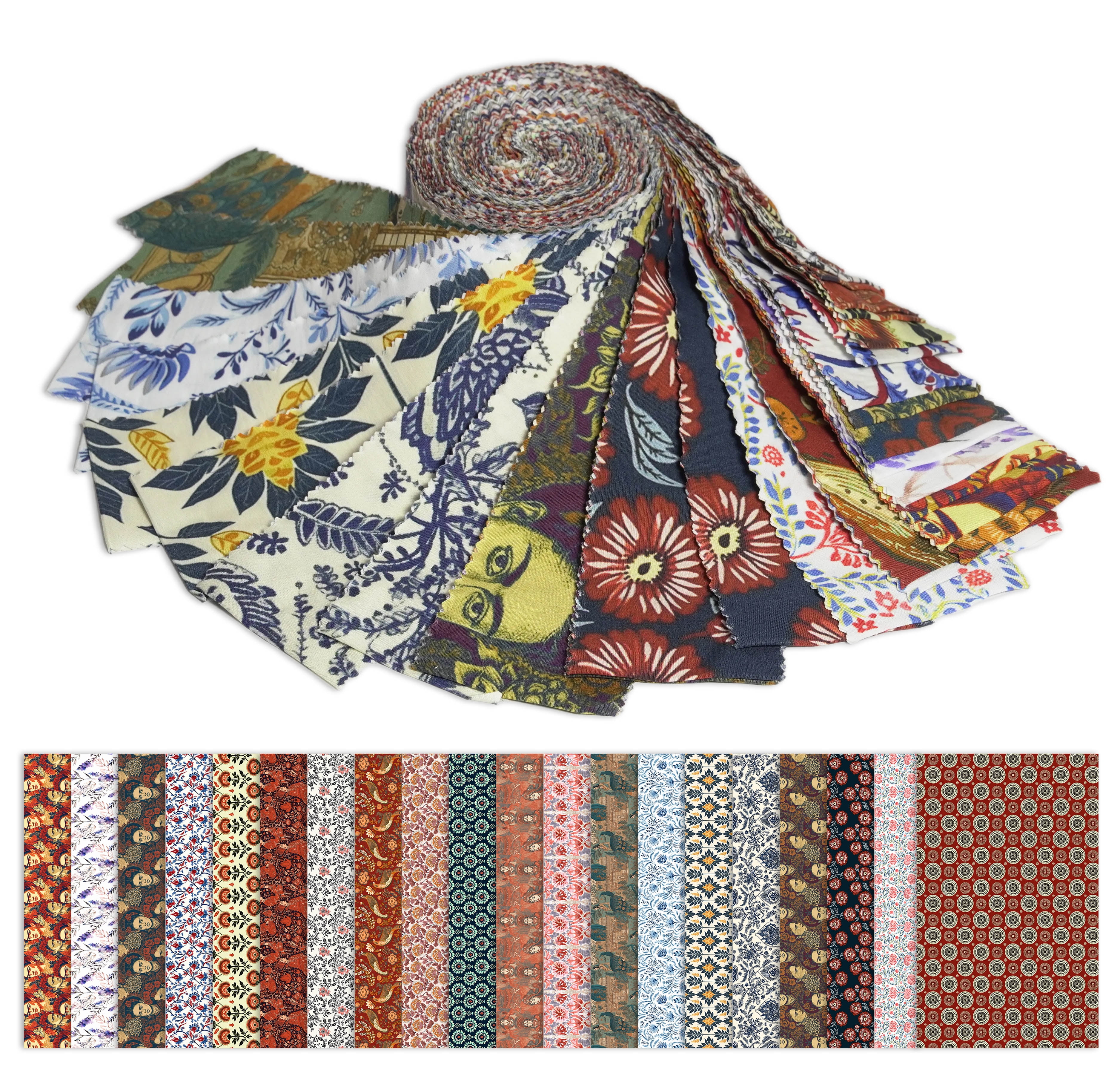 Soimoi 40Pcs Leaves & Floral Print Cotton Precut Fabrics for Quilting Craft Strips 2.5 x 42 inches Jelly Roll