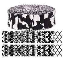 Soimoi 40Pcs Mosaic Print Precut Fabrics Strips Roll Up 1.5x42inches Cotton Jelly Rolls For Quilting - White & Black