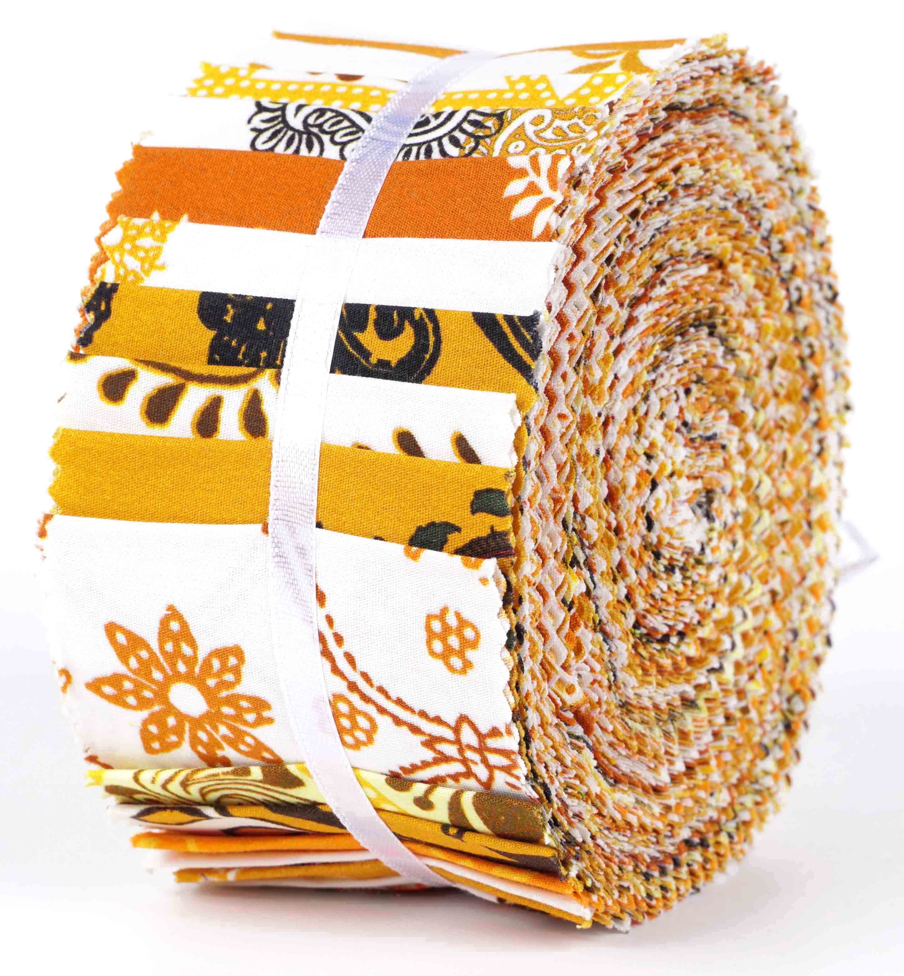 Soimoi 40Pcs Paisleys Print Cotton Precut Fabrics For Quilting Craft Strips 2.5 inches Jelly Roll - Orange