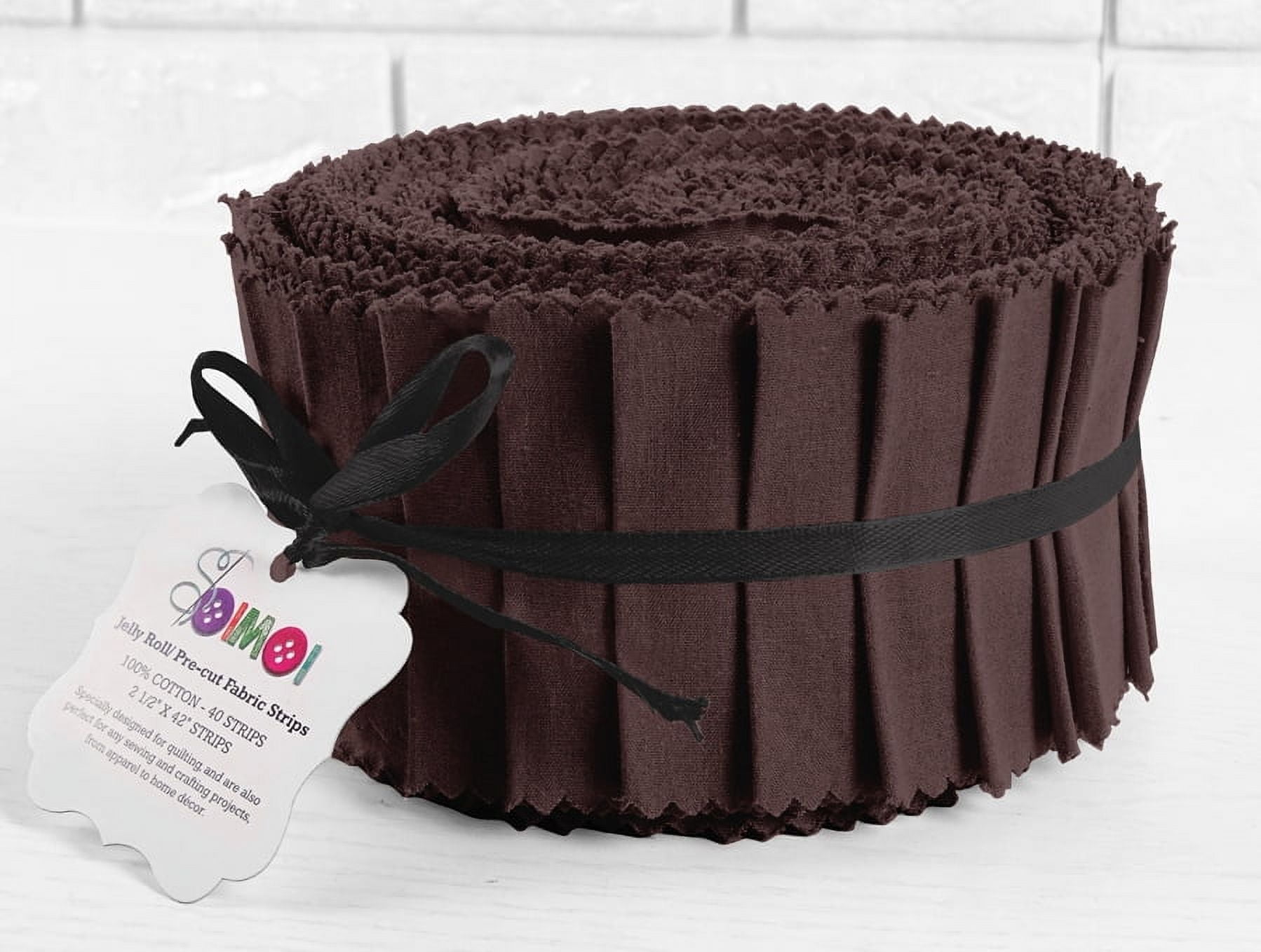 Soimoi 40Pcs Solid Dark Brown Precut Fabrics Strips Roll Up 2.5 Inches Cotton Jelly Rolls For Quilting
