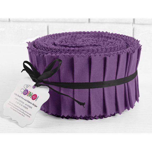 Soimoi 40Pcs Solid Violet Precut Fabrics Strips Roll Up 2.5 Inches Cotton Jelly Rolls For Quilting