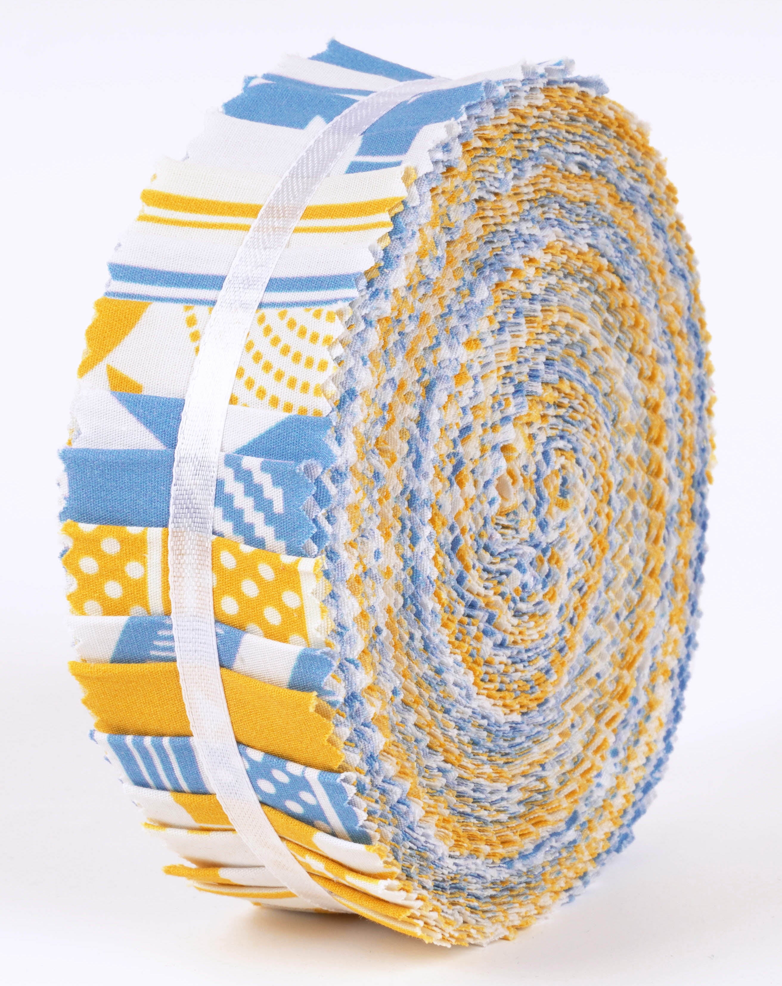 Soimoi 40Pcs Stripe Print Precut Fabrics Strips Roll Up 1.5x42inches Cotton Jelly Rolls For Quilting - Blue