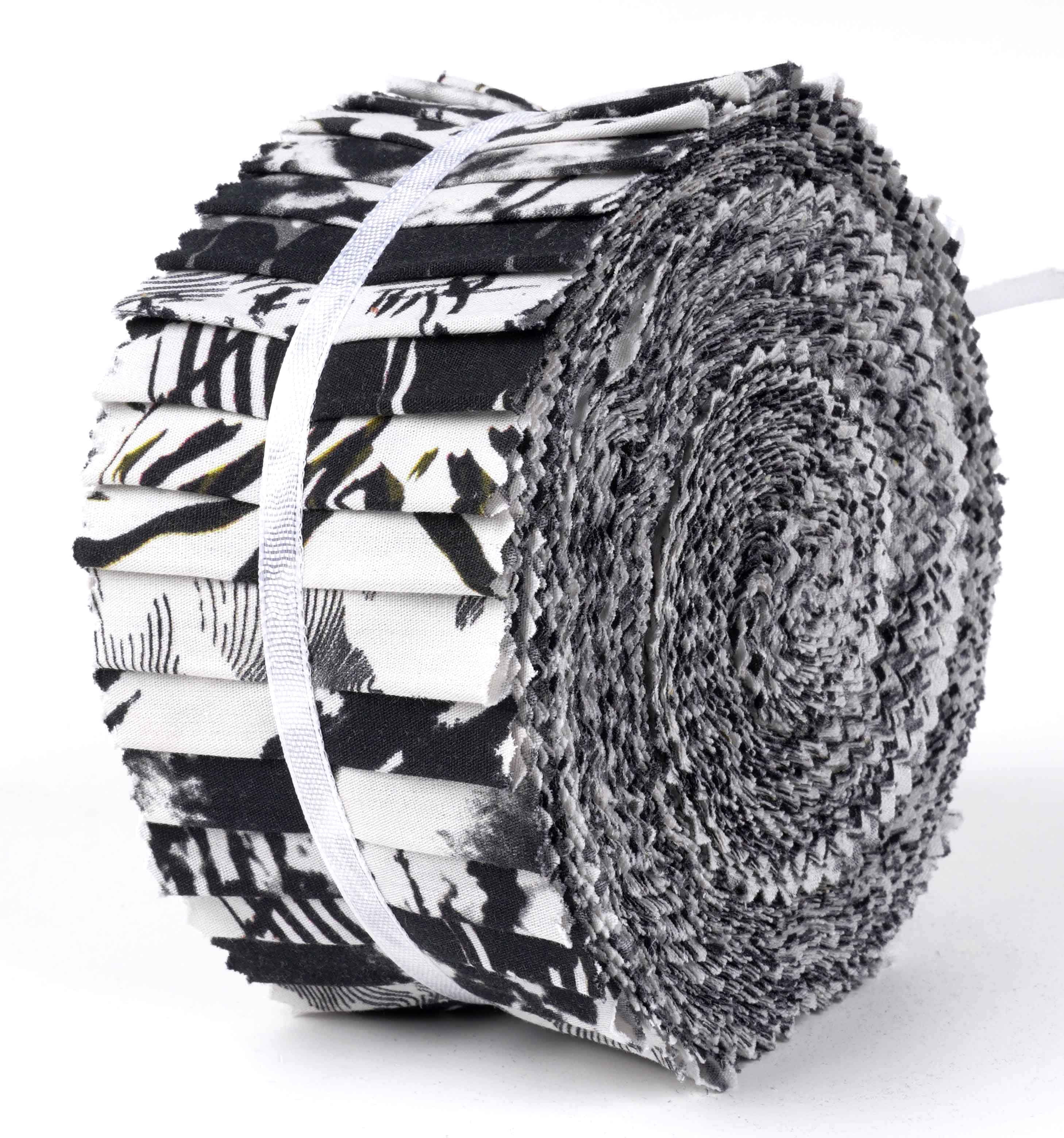 Soimoi 40Pcs Tie Dye Print Cotton Precut Fabrics For Quilting Craft Strips 2.5x42inches Jelly Roll - Black