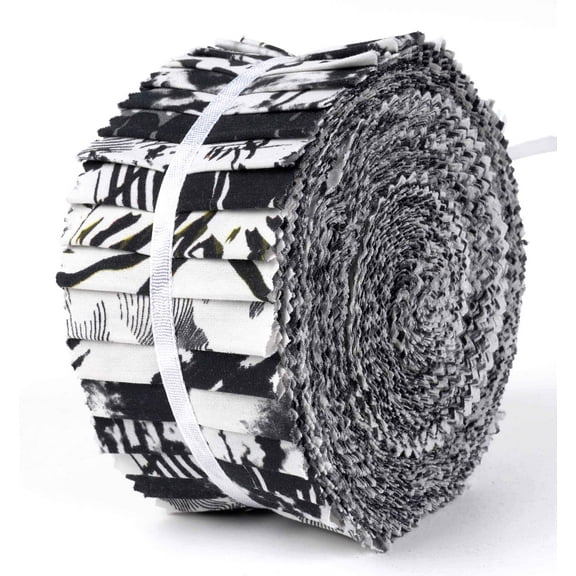 Soimoi 40Pcs Tie Dye Print Cotton Precut Fabrics For Quilting Craft Strips 2.5x42inches Jelly Roll - Black