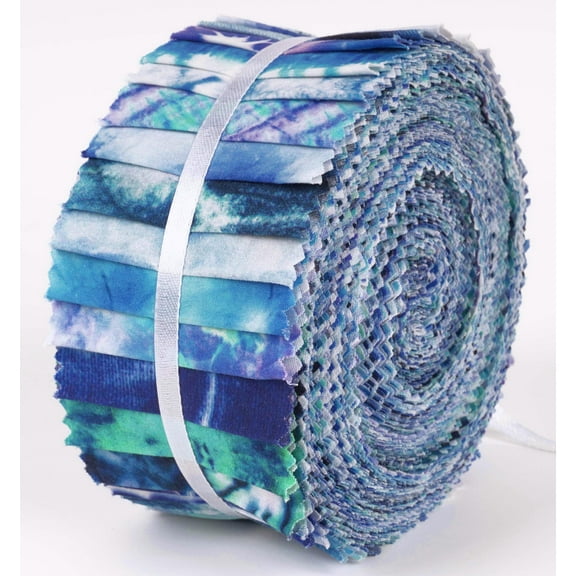 Soimoi 40Pcs Tie Dye Print Cotton Precut Fabrics For Quilting Craft Strips 2.5x42inches Jelly Roll - Blue