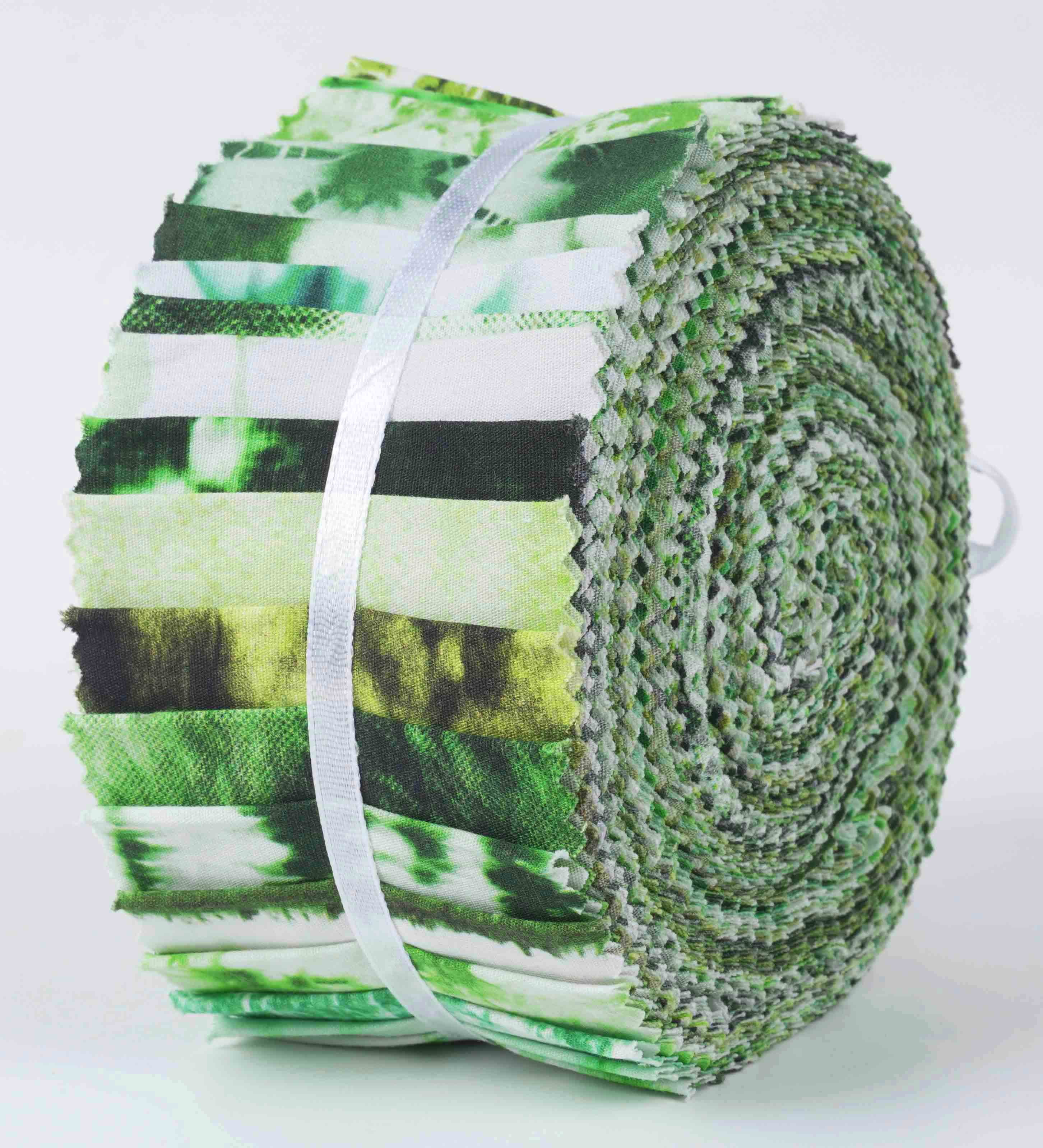 Soimoi 40Pcs Tie Dye Print Cotton Precut Fabrics For Quilting Craft Strips 2.5x42inches Jelly Roll - Green