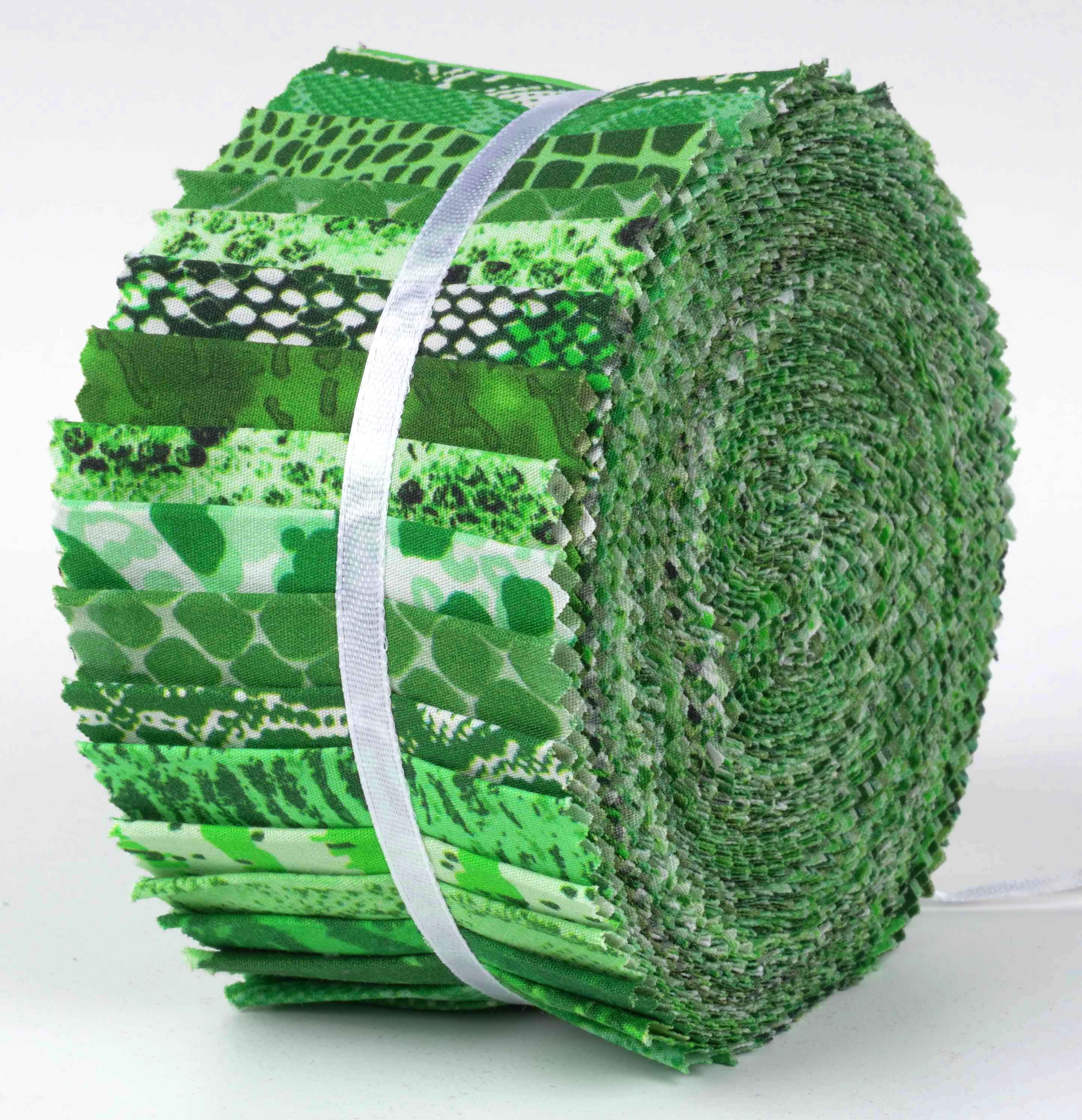 Soimoi 40Pcs Tie Dye Print Cotton Precut Fabrics For Quilting Craft Strips 2.5x42inches Jelly Roll - Green
