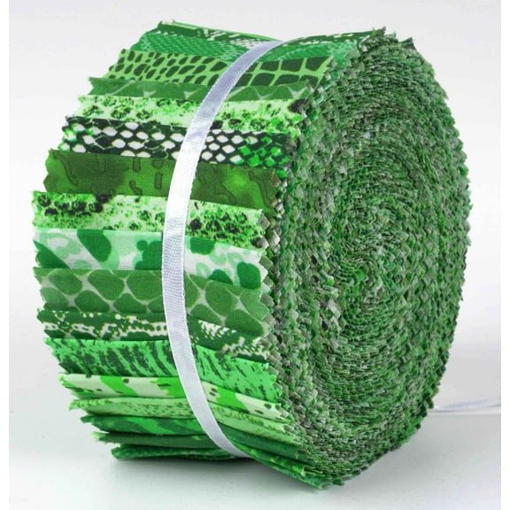 Soimoi 40Pcs Tie Dye Print Cotton Precut Fabrics For Quilting Craft Strips 2.5x42inches Jelly Roll - Green