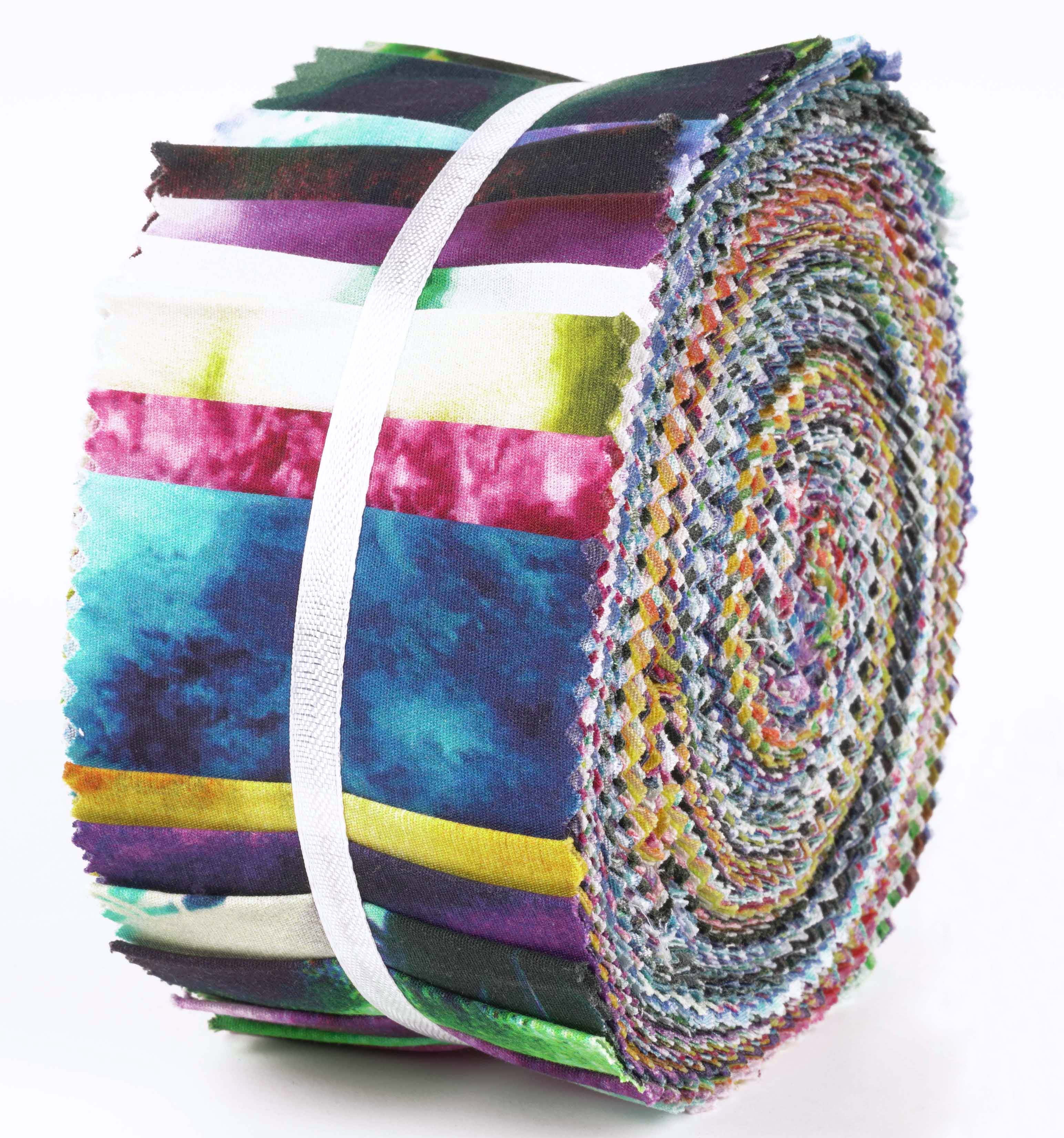 Soimoi 40Pcs Tie Dye Print Cotton Precut Fabrics For Quilting Craft Strips 2.5x42inches Jelly Roll - Multicolor