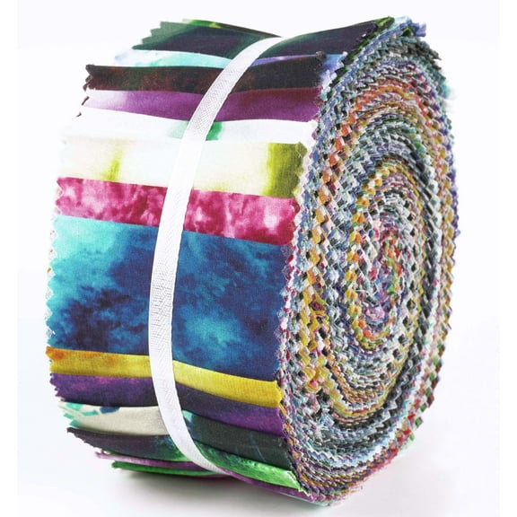 Soimoi 40Pcs Tie Dye Print Cotton Precut Fabrics For Quilting Craft Strips 2.5x42inches Jelly Roll - Multicolor