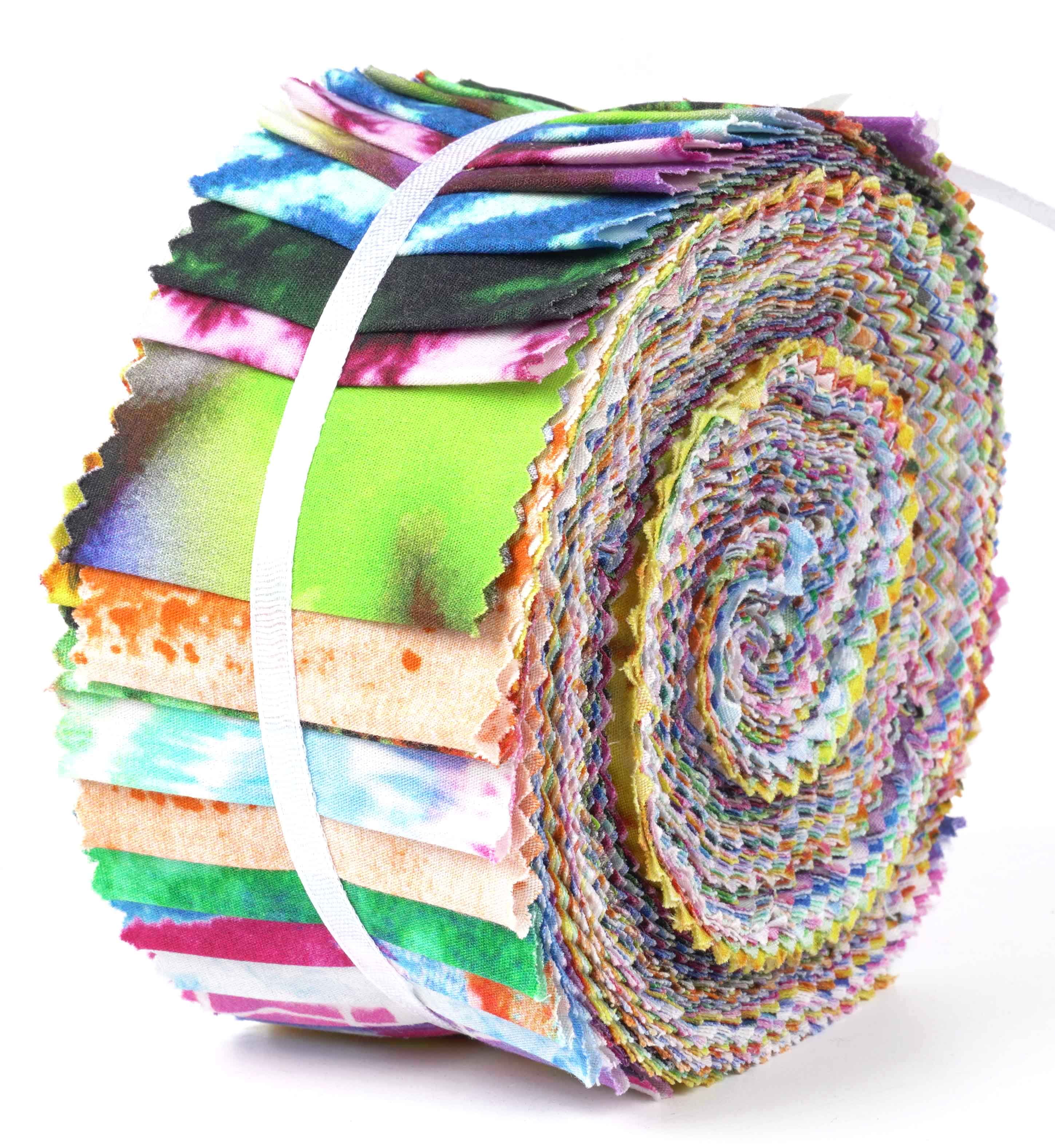 Soimoi 40Pcs Tie Dye Print Cotton Precut Fabrics For Quilting Craft Strips 2.5x42inches Jelly Roll - Multicolor