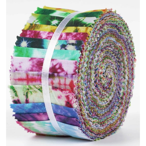 Soimoi 40Pcs Tie Dye Print Cotton Precut Fabrics For Quilting Craft Strips 2.5x42inches Jelly Roll - Multicolor