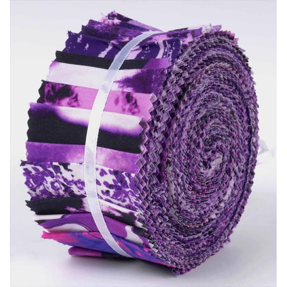 Soimoi 40Pcs Tie Dye Print Cotton Precut Fabrics For Quilting Craft Strips 2.5x42inches Jelly Roll - Purple