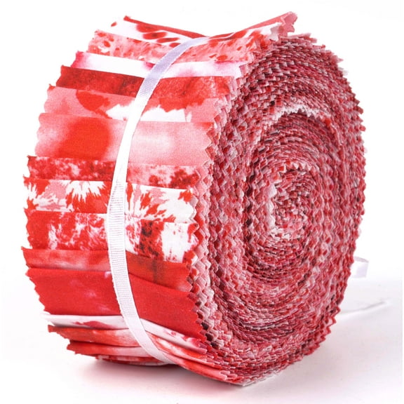 Soimoi 40Pcs Tie Dye Print Cotton Precut Fabrics For Quilting Craft Strips 2.5x42inches Jelly Roll - Red