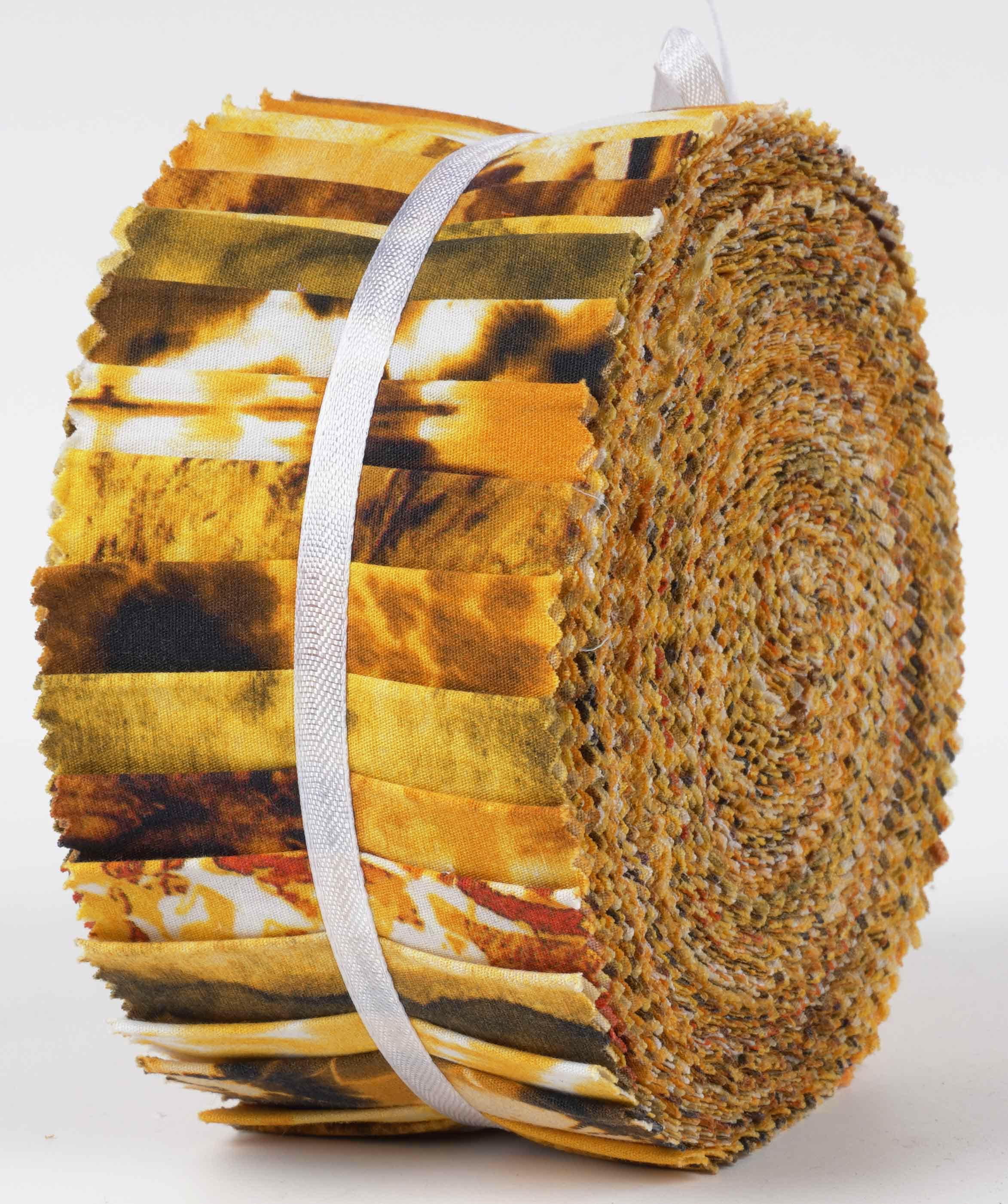 Soimoi 40Pcs Tie Dye Print Cotton Precut Fabrics For Quilting Craft Strips 2.5x42inches Jelly Roll - Yellow