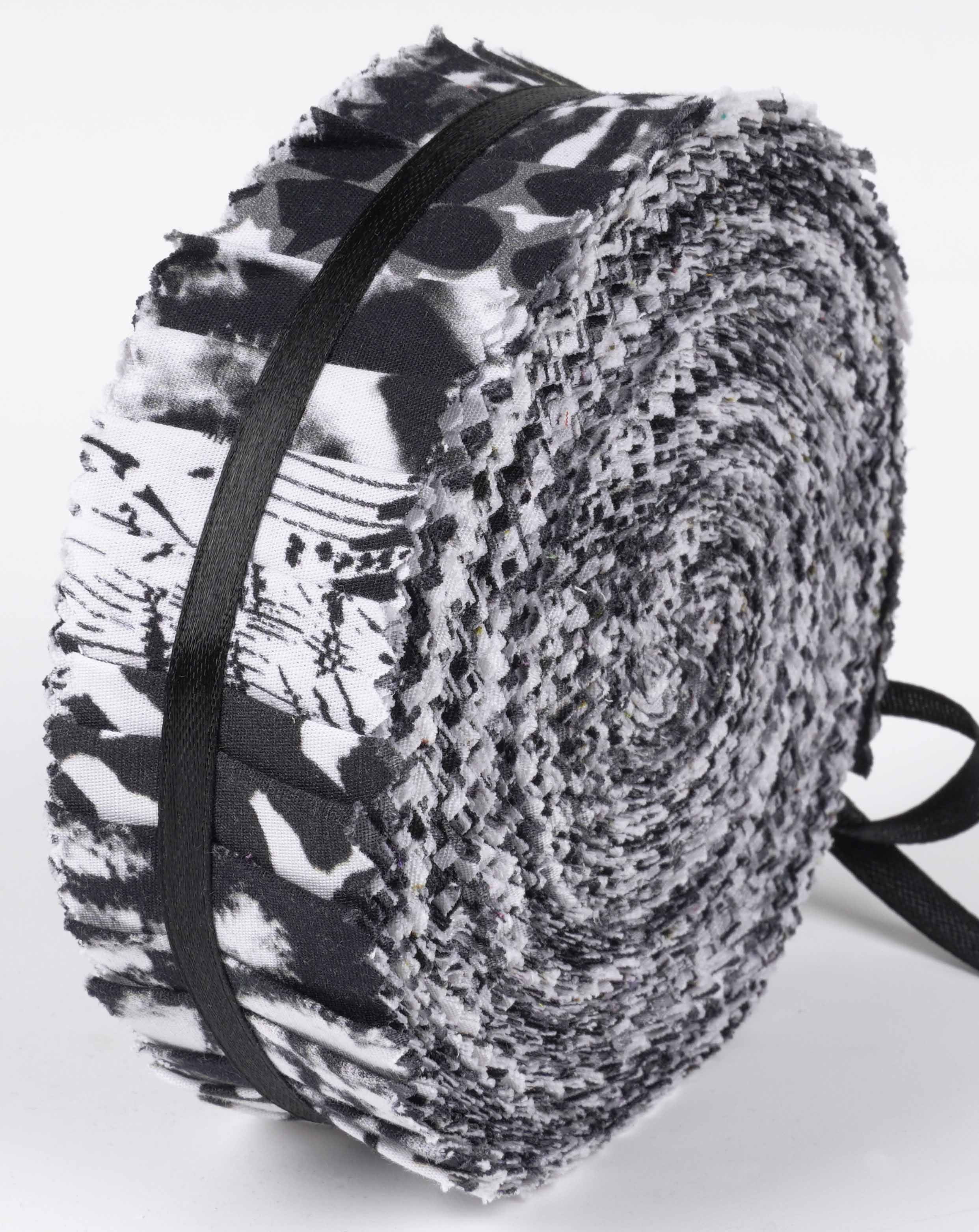 Soimoi 40Pcs Tie Dye Print Precut Fabrics Strips Roll Up 1.5x42inches Cotton Jelly Rolls For Quilting - Black
