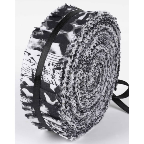 Soimoi 40Pcs Tie Dye Print Precut Fabrics Strips Roll Up 1.5x42inches Cotton Jelly Rolls For Quilting - Black