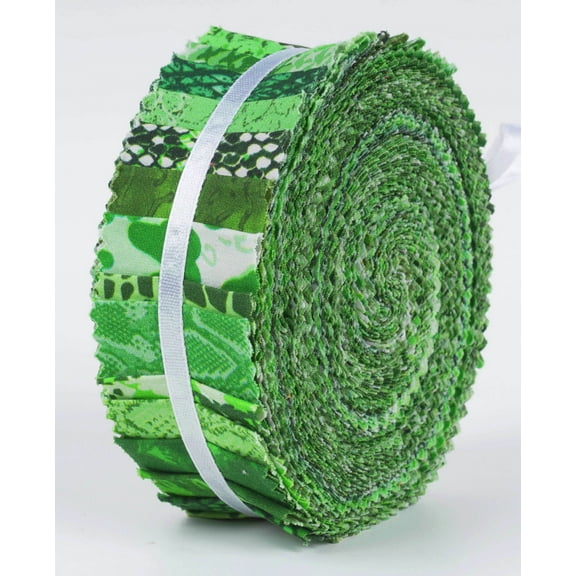 Soimoi 40Pcs Tie Dye Print Precut Fabrics Strips Roll Up 1.5x42inches Cotton Jelly Rolls For Quilting - Green