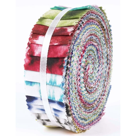 Soimoi 40Pcs Tie Dye Print Precut Fabrics Strips Roll Up 1.5x42inches Cotton Jelly Rolls For Quilting - Multicolor
