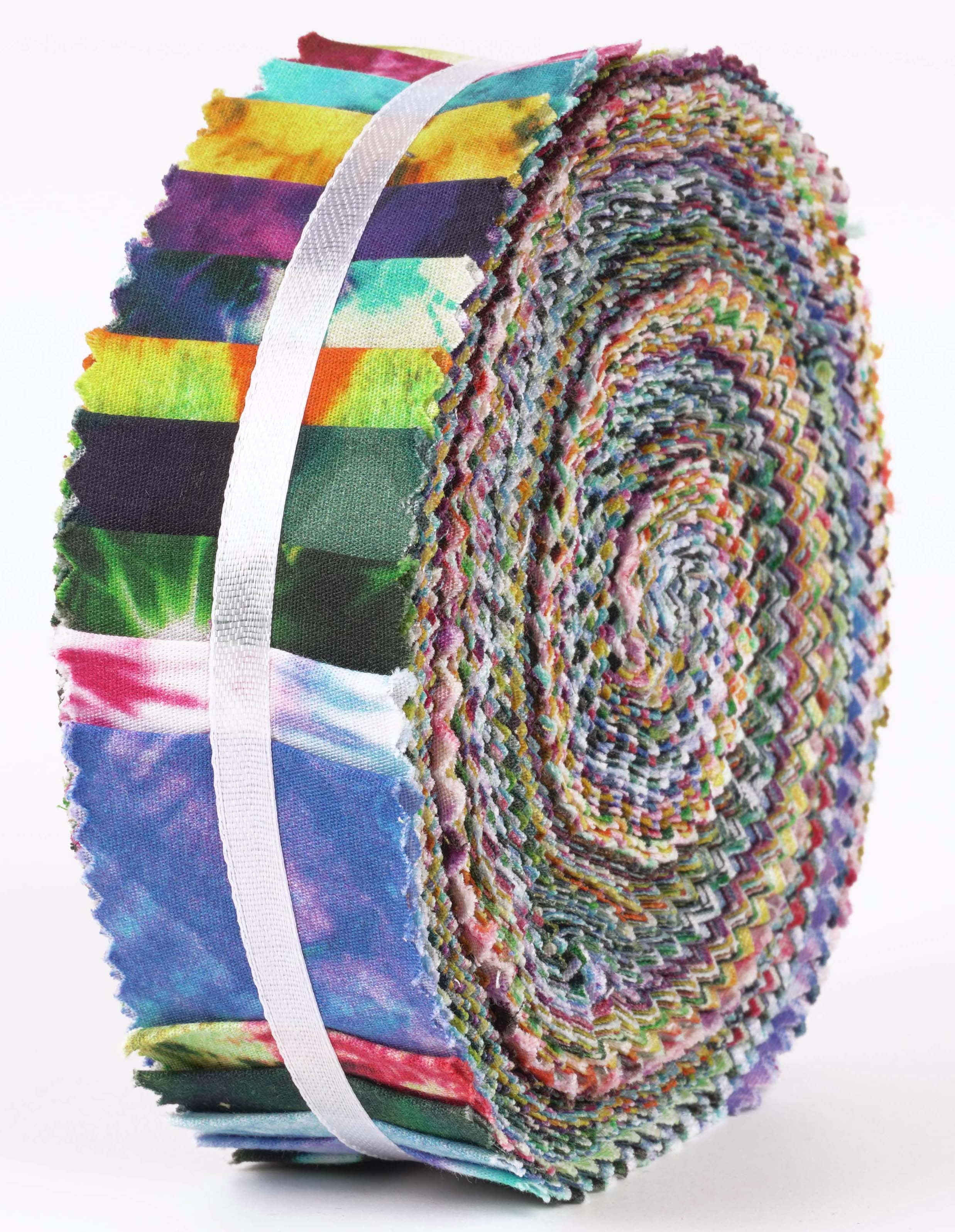 Soimoi 40Pcs Tie Dye Print Precut Fabrics Strips Roll Up 1.5x42inches Cotton Jelly Rolls For Quilting - Multicolor
