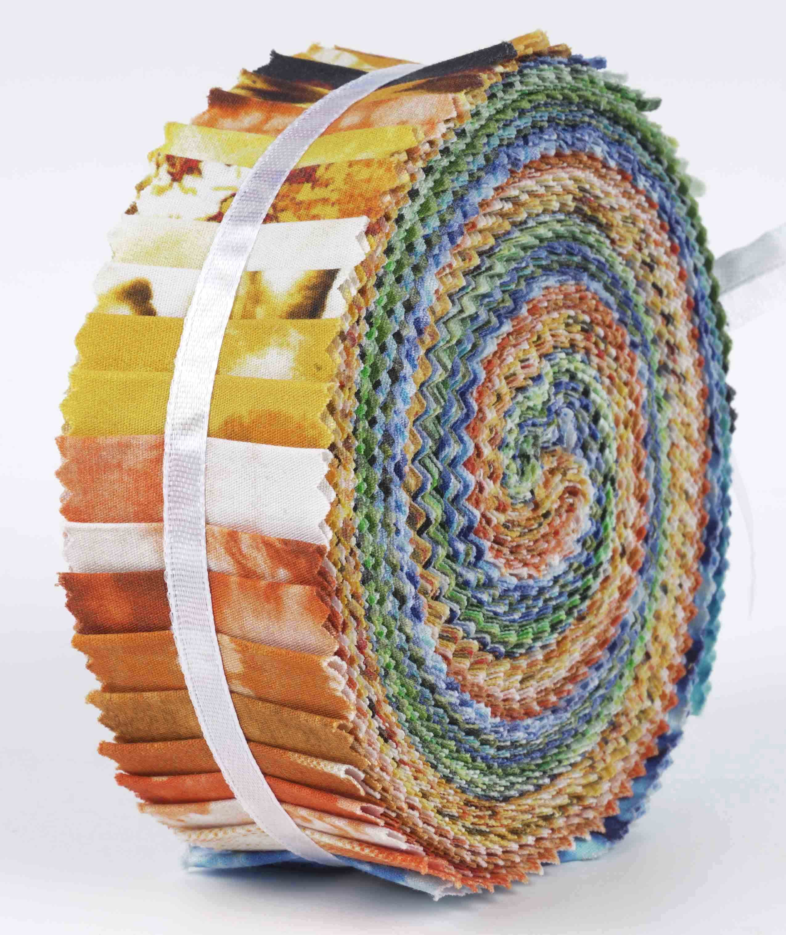 Soimoi 40Pcs Tie Dye Print Precut Fabrics Strips Roll Up 1.5x42inches Cotton Jelly Rolls For Quilting - Multicolor