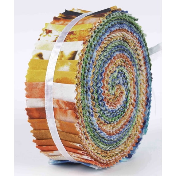 Soimoi 40Pcs Tie Dye Print Precut Fabrics Strips Roll Up 1.5x42inches Cotton Jelly Rolls For Quilting - Multicolor