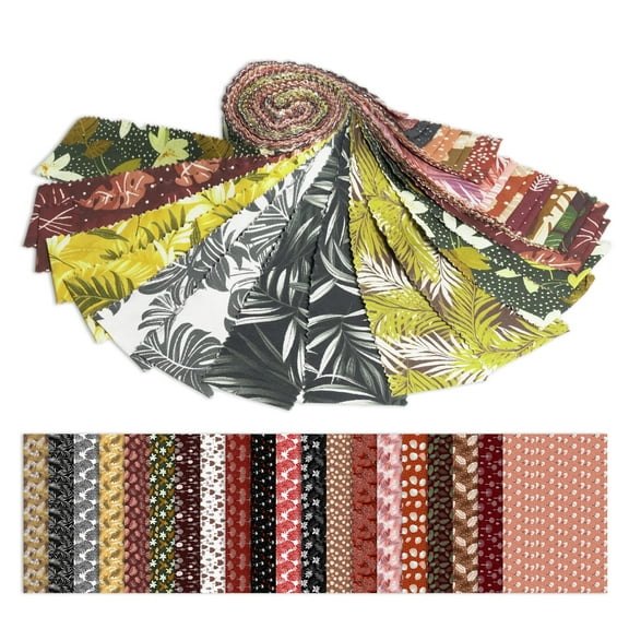 Soimoi 40Pcs Tree Print Precut Fabrics Strips Roll Up 2.5x42inches Cotton Jelly Rolls for Quilting