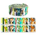 thumbnail image 1 of Soimoi 40Pcs Tropical Print Precut Fabrics Strips Roll Up 1.5 inches Cotton Jelly Rolls For Quilting - Black & Green, 1 of 9