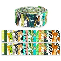 Soimoi 40Pcs Tropical Print Precut Fabrics Strips Roll Up 1.5 inches Cotton Jelly Rolls For Quilting - Black & Green