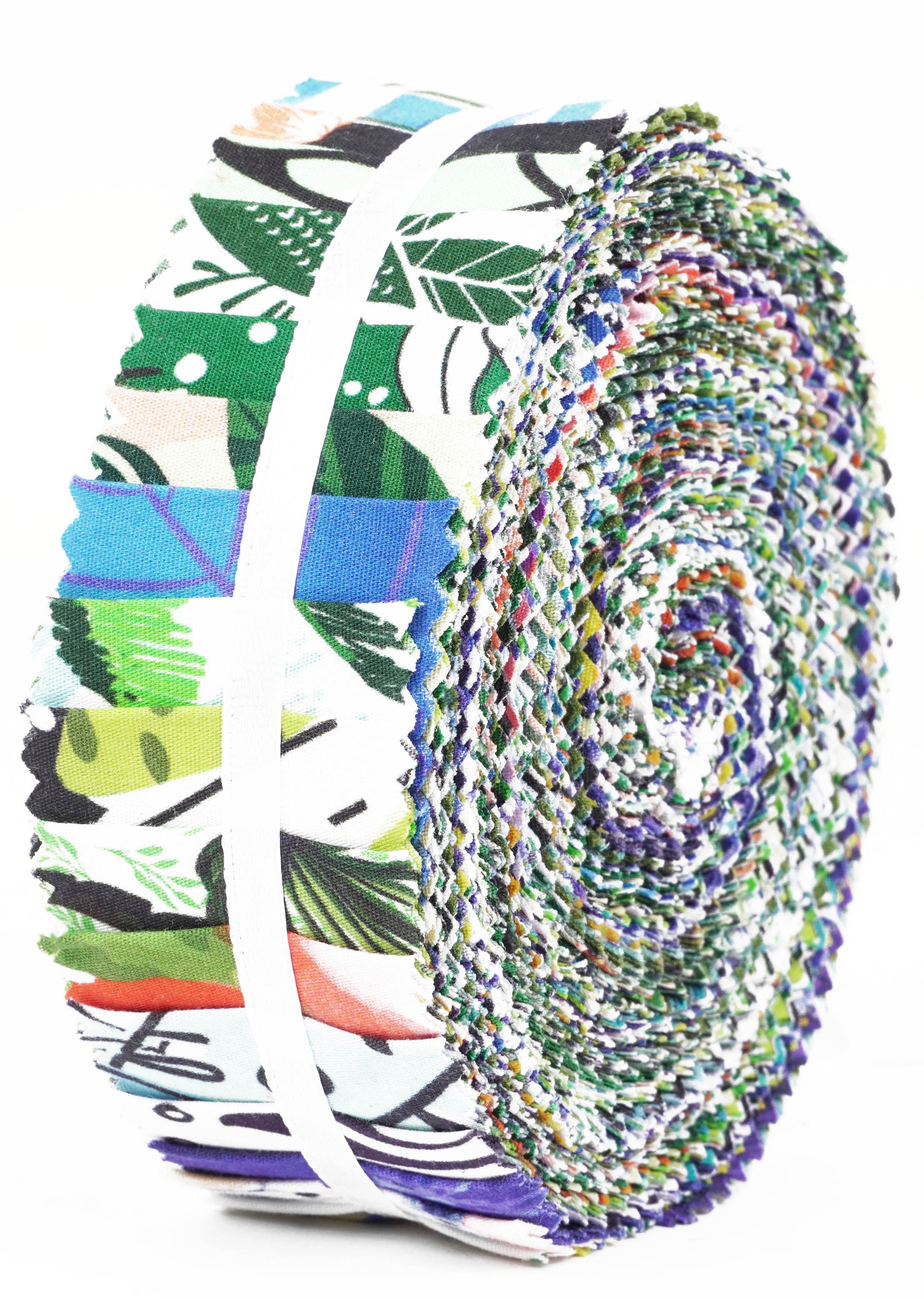 Soimoi 40Pcs Tropical Print Precut Fabrics Strips Roll Up 1.5x42inches Cotton Jelly Rolls For Quilting - Multicolor-ZX