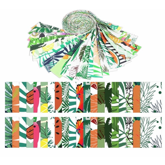 Soimoi 40Pcs Tropical Print Precut Fabrics Strips Roll Up 1.5x42inches Cotton Jelly Rolls For Quilting - Multicolor