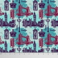 thumbnail image 1 of Soimoi 44 Inches Wide London Theme Architectural Print Moss Georgette Fabric For Sewing By The Yard 130 GSM - Turquoise Blue, 1 of 1