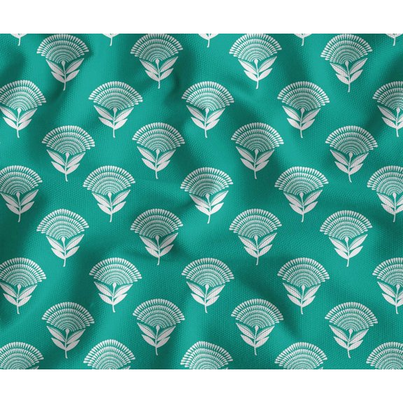 Soimoi 56 Inch Wide Polyester Canvas Fabric By 10 Yard - Block Pattern - Turquoise - Water-Resistant Outdoor & Upholstery Material