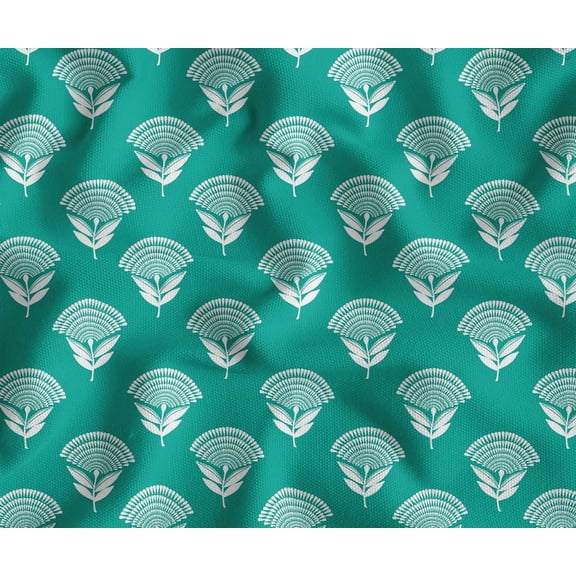 Soimoi 56 Inch Wide Polyester Canvas Fabric by The Yard - Block Pattern - Turquoise - Water-Resistant Outdoor & Upholstery Material
