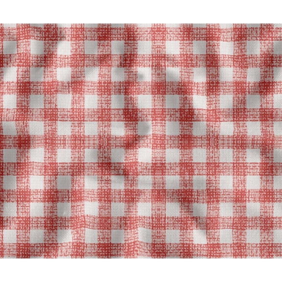 Soimoi 56 Inch Wide Polyester Canvas Fabric by The Yard - Check Design - Red - Water-Resistant Outdoor & Upholstery Material